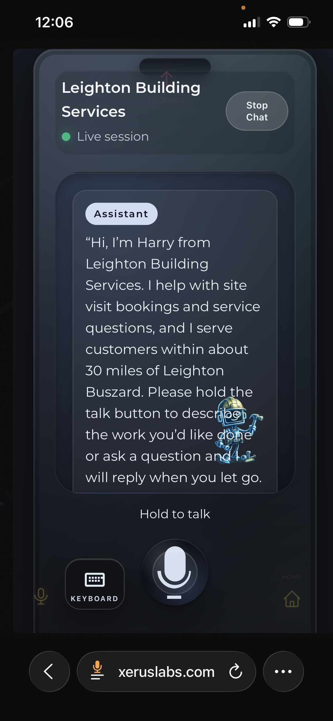 Leighton Building Services interface screenshot