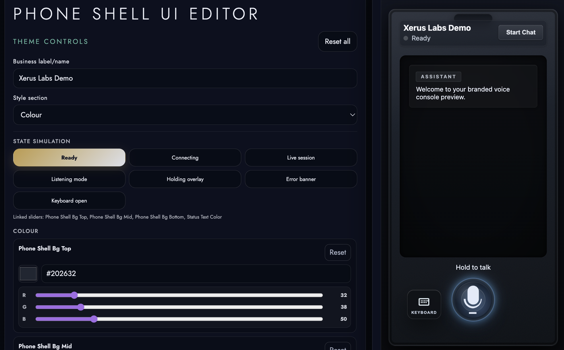 TradeBookings phone UI designer interface preview